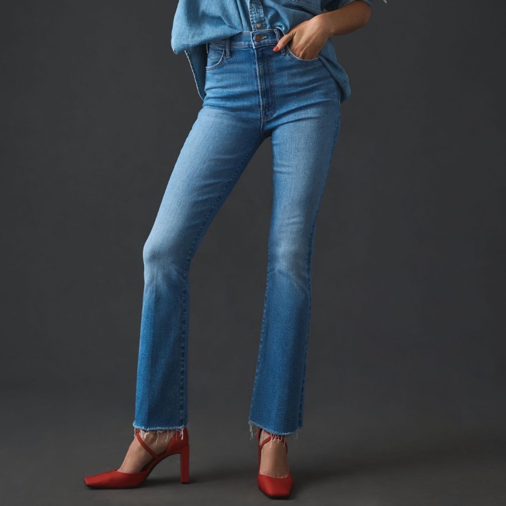 MOTHER The Hustler High-Rise Ankle Fray Jeans 34
